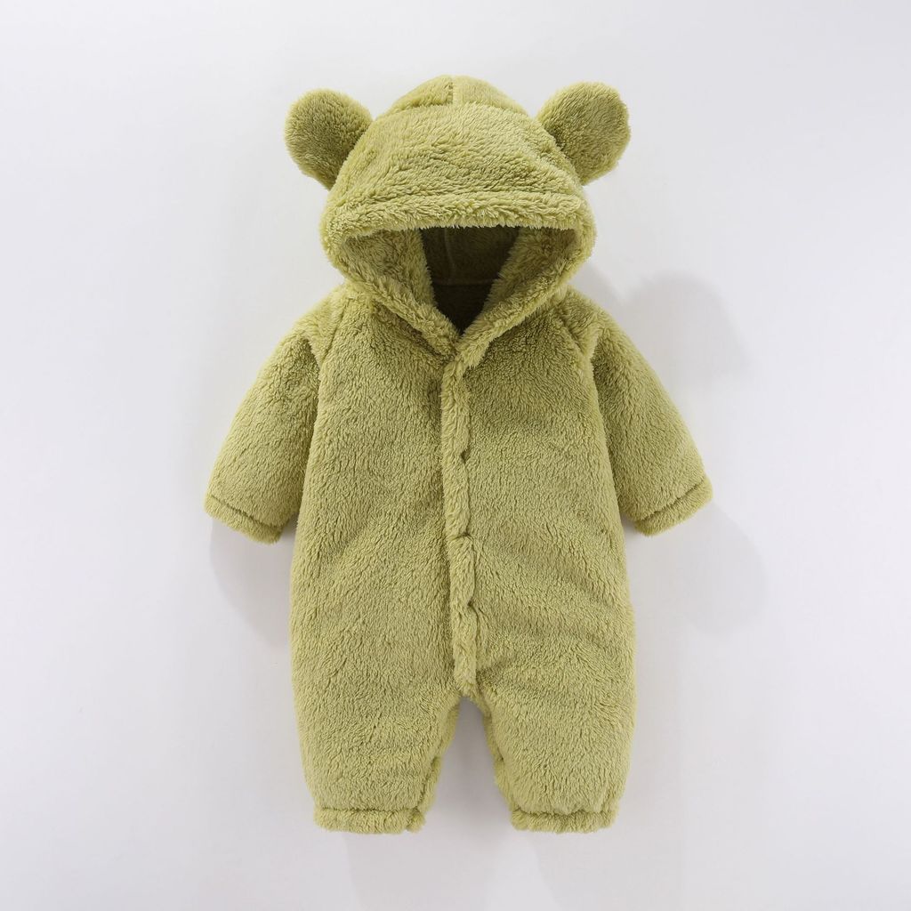 Baby Plush Romper With Hood For Newborns And Infants Safe Cotton Material