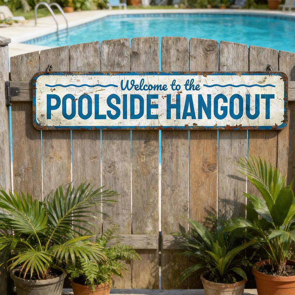 Swimming Pool Series Plaques, Distressed Wall Art, Wall Hangings, Door Signs, Home Decorations
