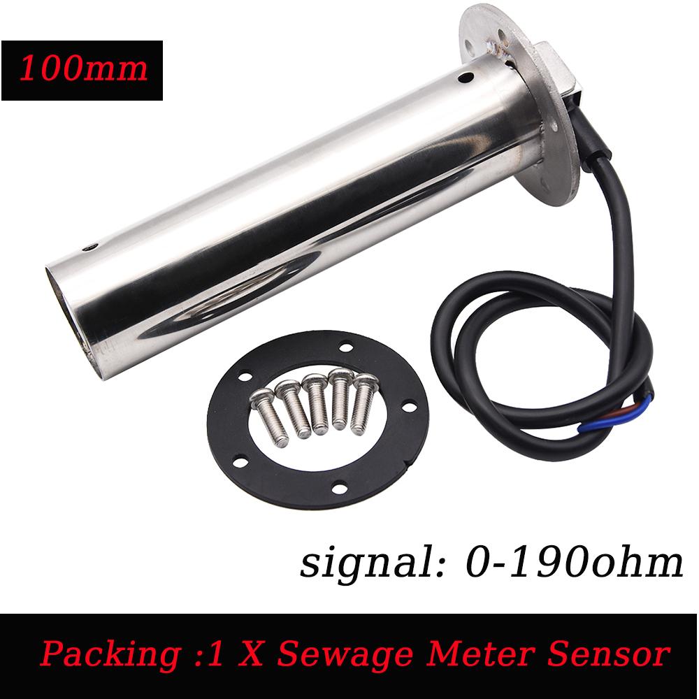 52mm Car Boat Sewage Level Gauge + Sewage Level Sensor Stainless Steel 0-190ohm 100-500MM Holding Tank Meters  9-32v Universal