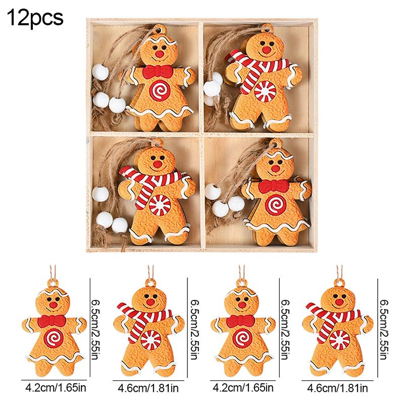 Christmas Wooden Pendants Gingerbread Man Gnomes Xmas Tree Hanging Oranment 2025 Noel Navidad Decorations for Home New Year Gift