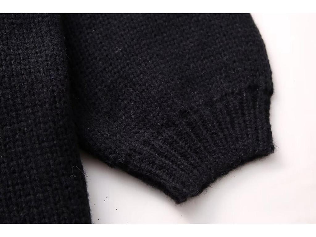 Women's European & American Street Fashion Multi-color Semi-high Neck Knitted Sweater Coat