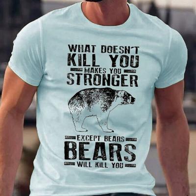 Fashion Bear Graphic Printed T-Shirt Oversized Fitness Sports Short Sleeve Tops Outdoor Casual Short Sleeve Tops Men's Clothing