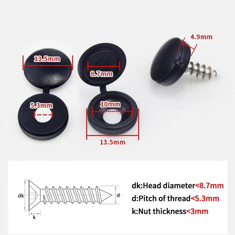 100Pcs Hinged Plastic Screw Cap Cover Nuts Fold Snap Protective Cap Button Screw Wood Furniture Decorative Nuts Bolts Hardware