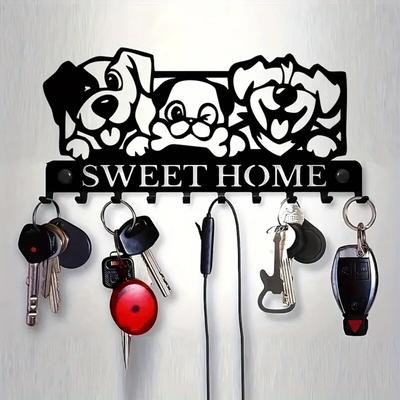 Charming Metal Puppy Key Holder for Wall Mount, Vintage Decor Front Door Key Hanger for Home, Office, and Car Keys - 1pc