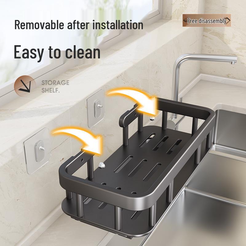 Punch-Free Kitchen Sink Organizer: Multifunctional Dishcloth and Sponge Rack