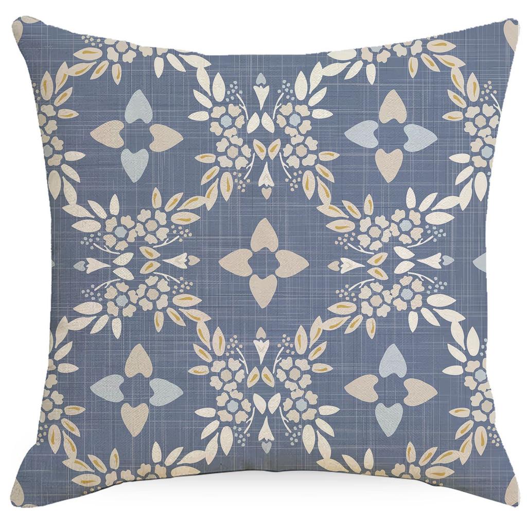 Kissenbezug mit geometrischem Blumen- und Pflanzenmuster im chinesischen Stil, Wohnzimmer, Sofa, Kissenbezug im neuen chinesischen Stil