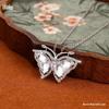 S925 Sterling Silver Butterfly Pendant Necklace with Jadeite & Blue Crystal - Elegant High-End Design for Women