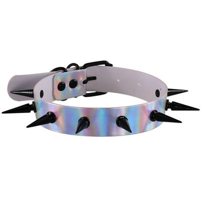 Holographic Spiked Choker Rave Festival Fashion Choker Holo Hologram Collar Pastelgoth Rainbow Jewelry