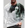 Autumn Men Tops Ferocious Eagle Animal Pattern 3D Digital Printing T Shirt Casual Men's Round Neck Long Sleeves Tees