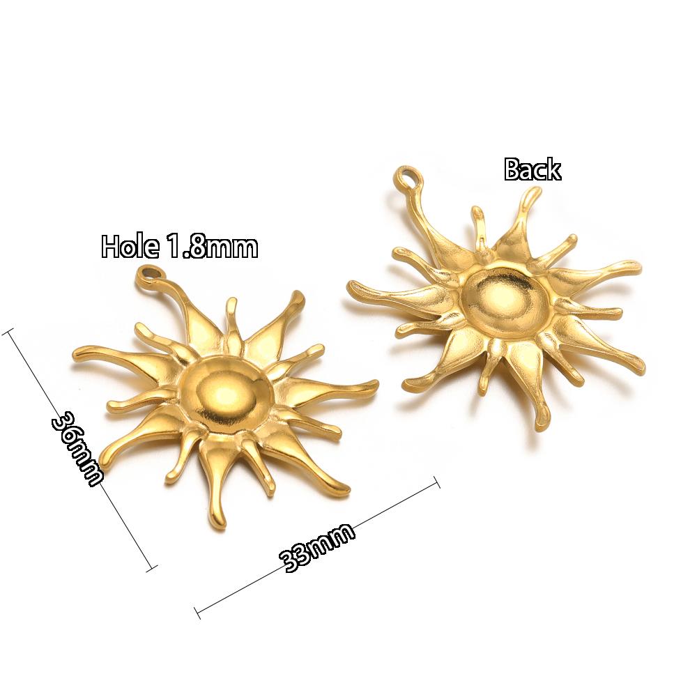 5Pcs Stainles Steel Face Sun Flower Gold Charms for DIY Hiphop Necklace Pendants Supplies Jewelry Findings Women Earrings Making