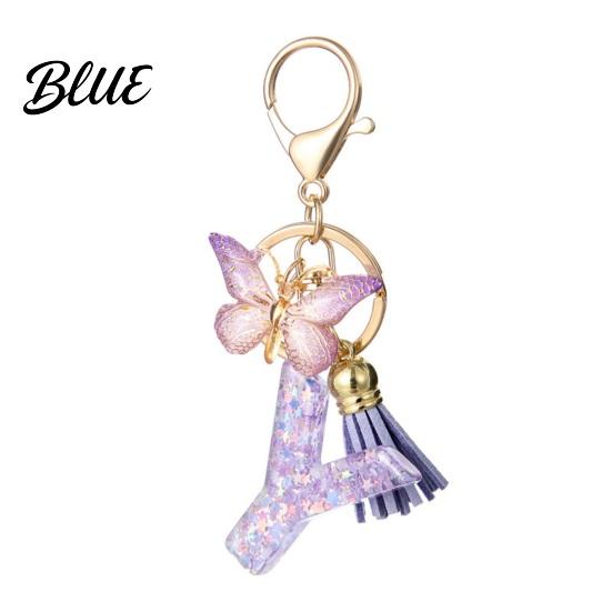 Comfortable To Carry Keychain Purple Series Pendant Sequins Star Initial Letter Charm Key