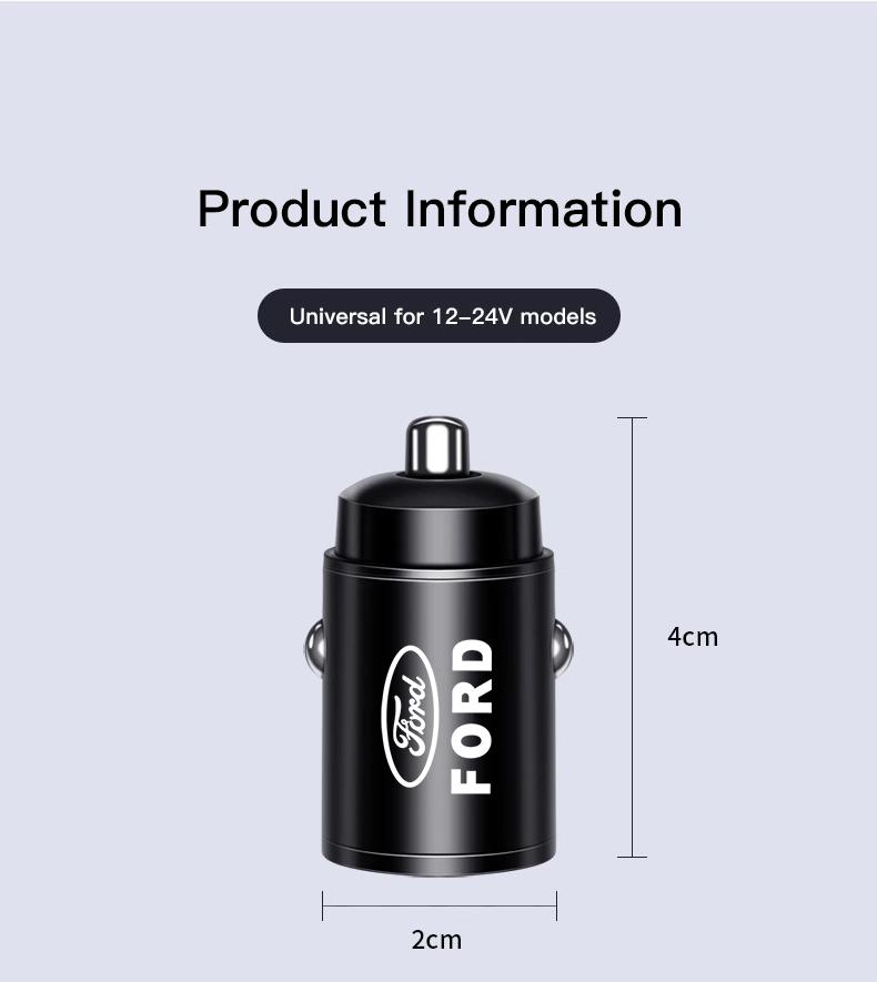 Car Fast Charger USB Type-C Ports Power Adapter Accessories For Ford ST Line Focus Mustang Fiesta Puma Ranger Kuga MK7 MAX F150