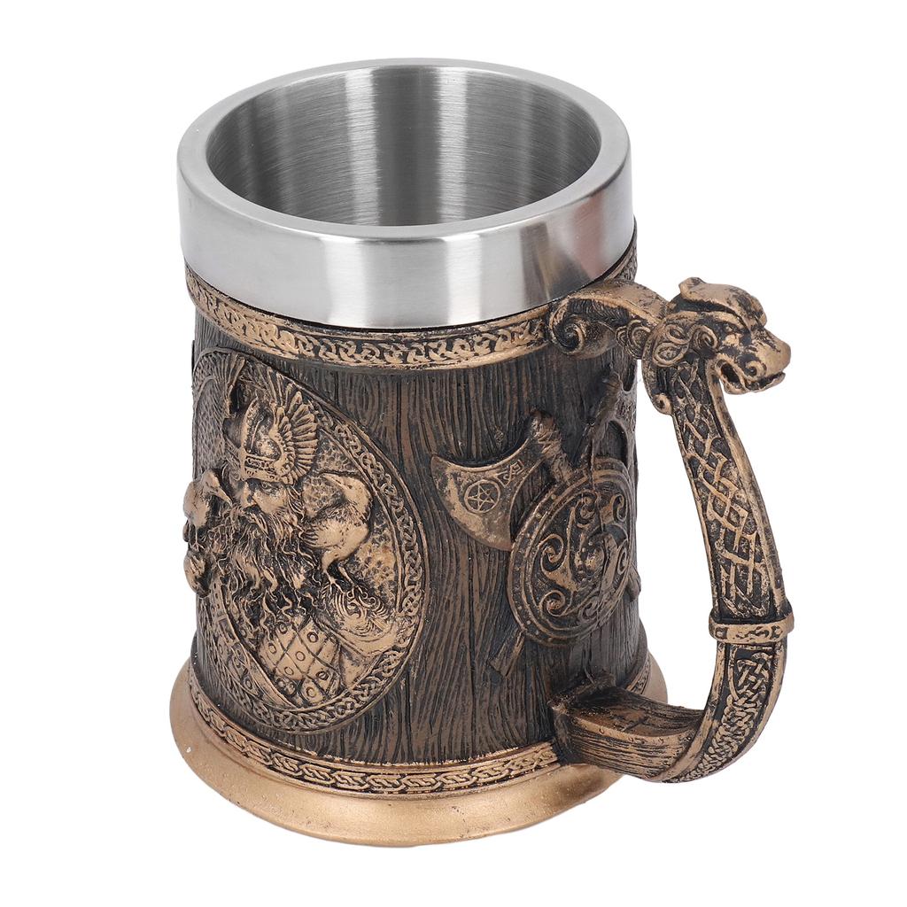 Nerezový hrnek Inovativní Pirátský Retro Velkokapacitní Pivní hrnek na Pivo Kávu Nápoj Bronzový