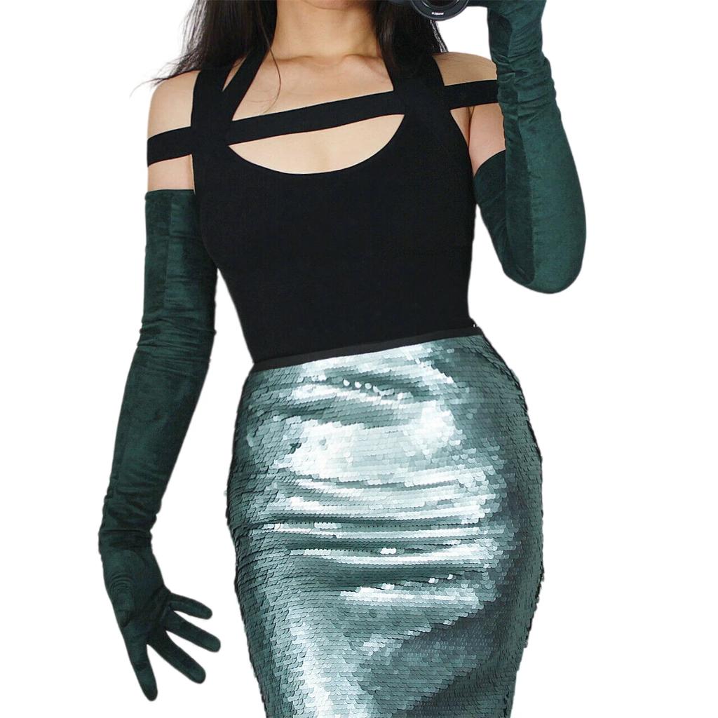 DooWay 70cm Red LONG Leather GLOVES Faux Lambskin Sheepskin Wedding Fashion Cosplay Halloween Costume Evening Opera Glove