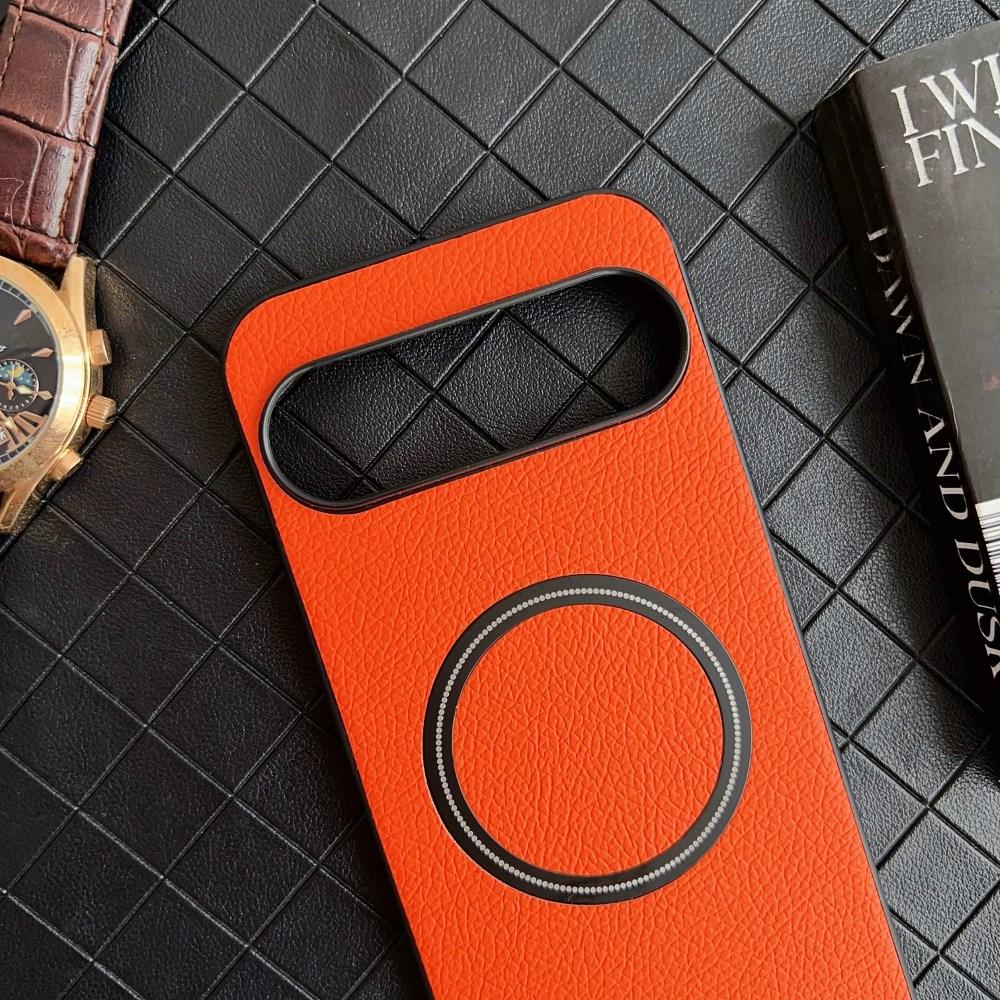 Luxury Business Leather Magsafe Case for Google Pixel 9 Pro XL PU Skin Feel Wireless Charging Magnetic Shockproof Protective Hard Back Cover
