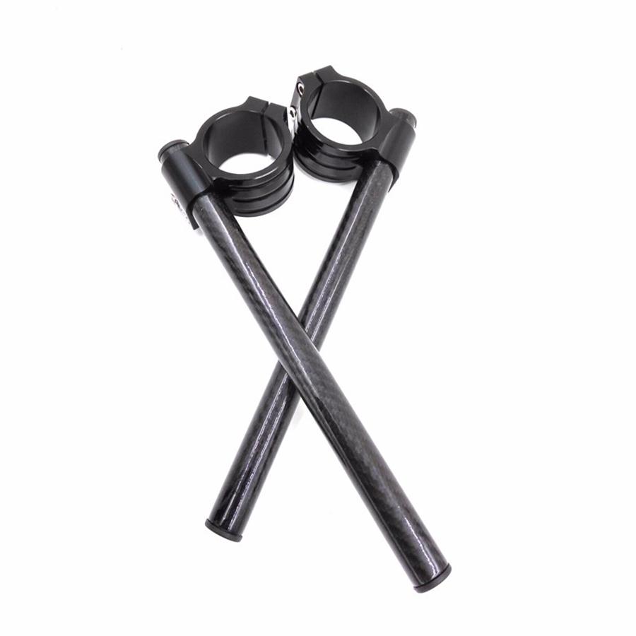 100% Real Carbon Fiber Clip-On Motorcycle 7/8" Handlebars 35mm Fork Tube For Cafe Racer Universal
