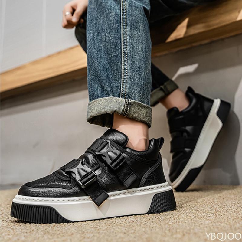 

new thick soled sports trend men s sports shoes niche casual comfortable height increasing lace up men s running shoes 44 чёрный