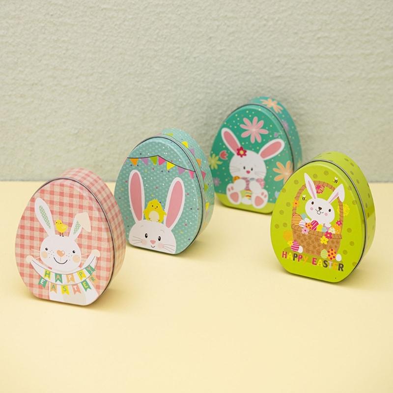 Iron Box Easter Candy Box Tinplated Eggshells Pattern Container for Party Organizing and Displaying