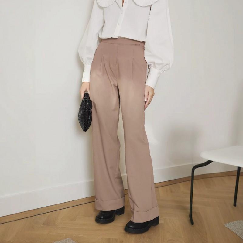 2026 Black Wide Leg Trousers High Waist Loose Fit Draped Pants Women Commute Office Wear