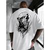 Men's New Style Pure Cotton Short-Sleeve T-Shirt with Wolf Print, Fashionable and Casual CrewNeck, Comfortable, Soft, and Breathable, Summer Essential