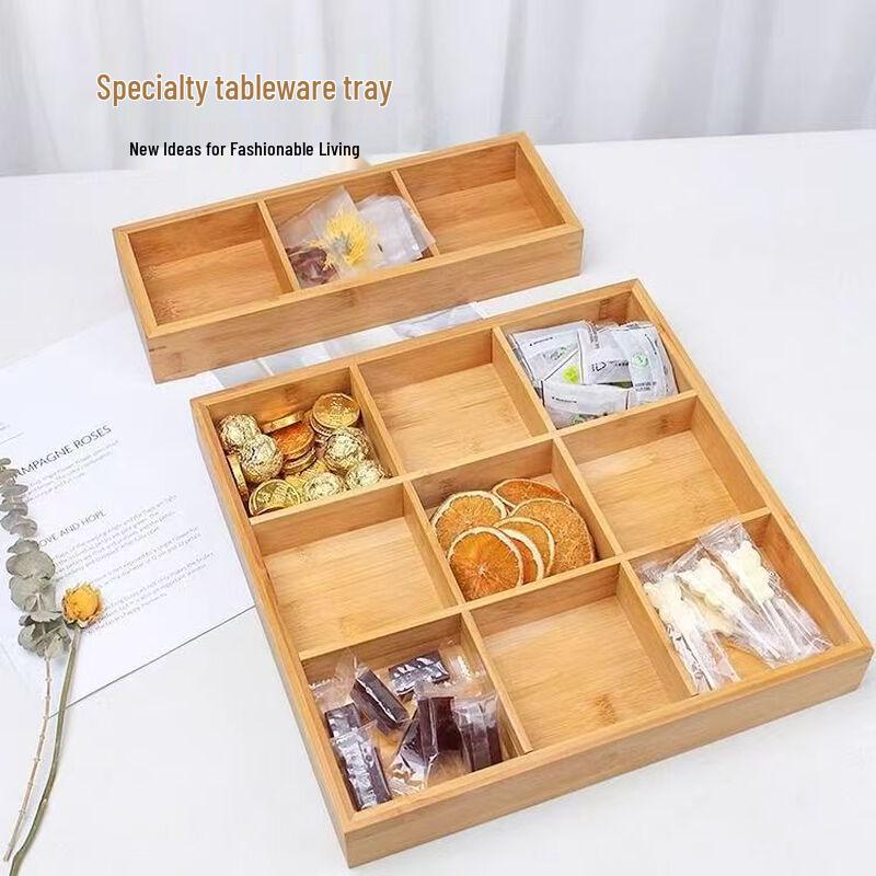 Bamboo 4-Compartment Snack & Fruit Tray
