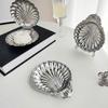 Silver Cake Tray Embossed Details Dessert Dish Plate Vintage Shell Shaped Dish Home Decoration