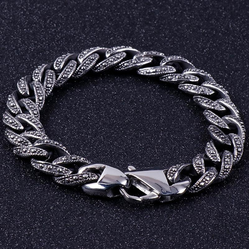 Brățară cubaneză din oțel inoxidabil 316L, 12 mm lățime, lanț cubanez, pentru bărbați, vintage, brățări pentru bărbați, bijuterii Viking, brățară, cadouri de ziua de naștere pentru iubitul