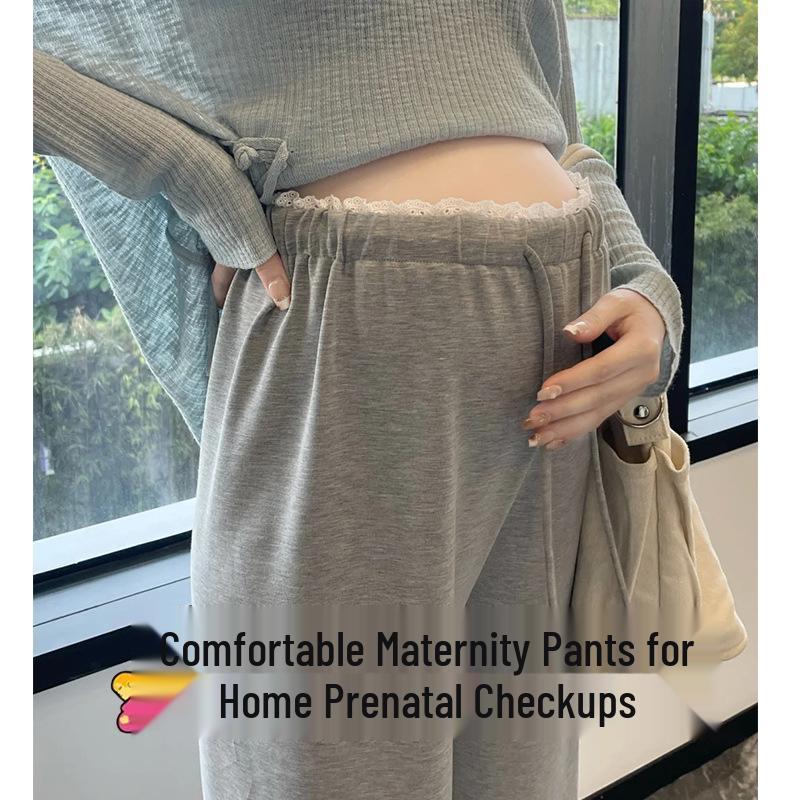 

Fleece-lined Maternity Wide-leg Pants 2025: Cozy Winter Wear Without Belly Tightening One Size [80-110 lbs]