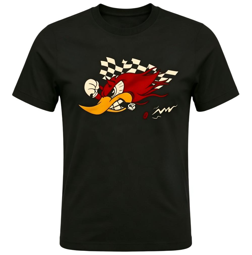 Racing Woody Woodpecker Checkered Flag T-Shirt