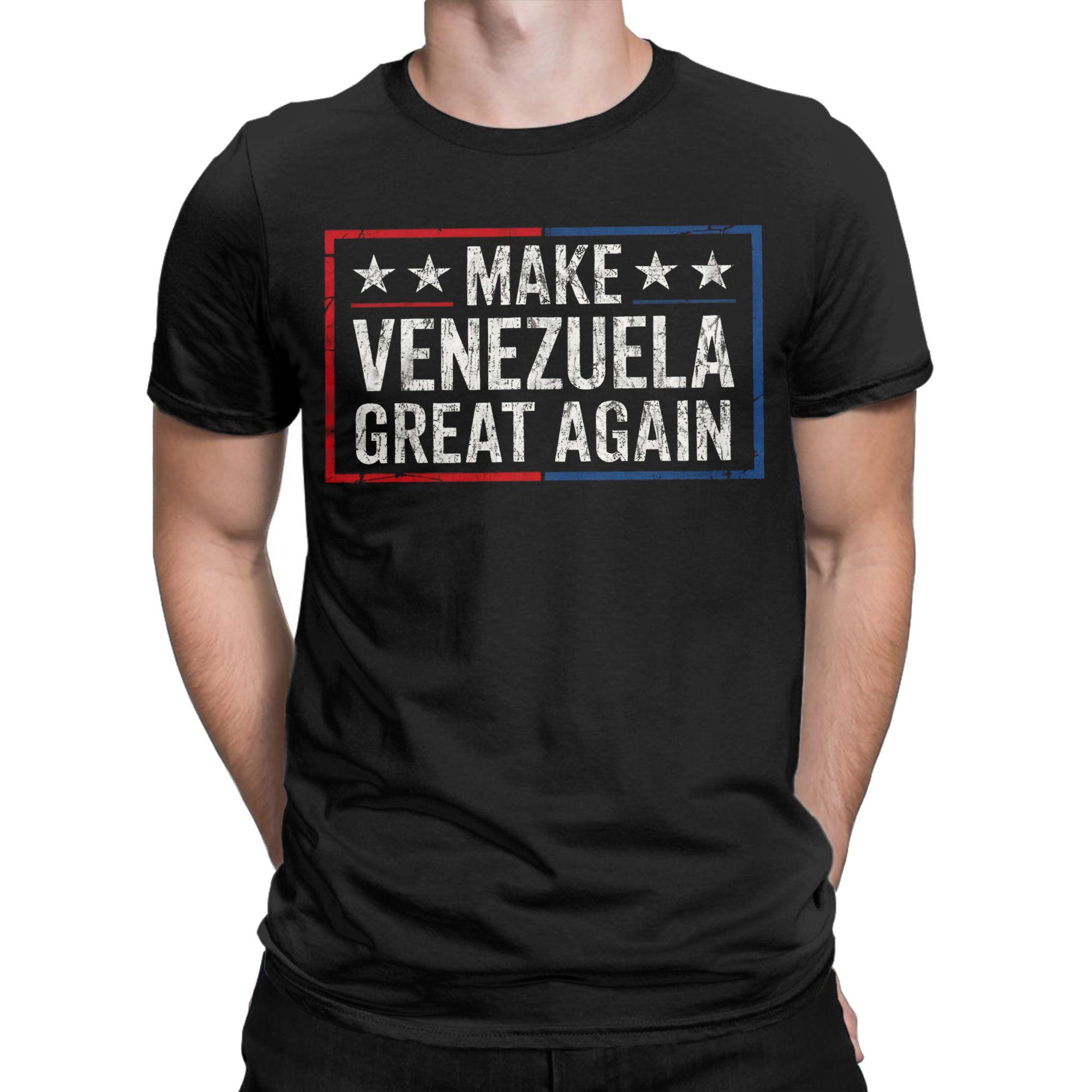 

Make Venezuela Great Again T Shirts for Men Pure Cotton Funny T-Shirt Round Neck Tees Short Sleeve Tops Printed - Men s Summ... S разноцветный