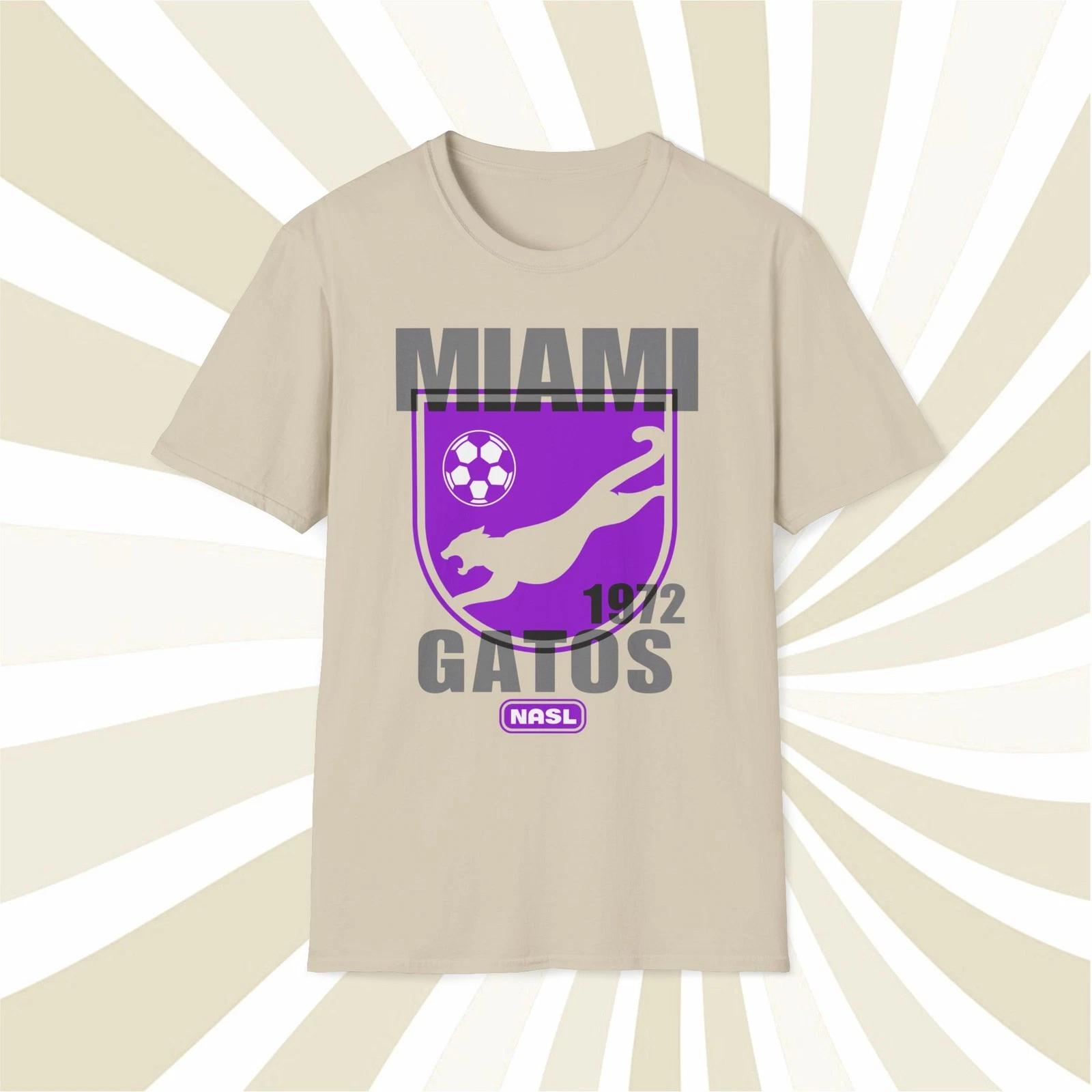 Men s and Women s T-shirts Miami Gatos 1972 NASL Vintage Offset Printed Soccer T-Shirt L
