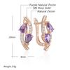 Shiny Purple Natural Zircon Drop Earrings For Women Trend  Rose Gold Color Bride Wedding Fine Jewelry Crystal Gift