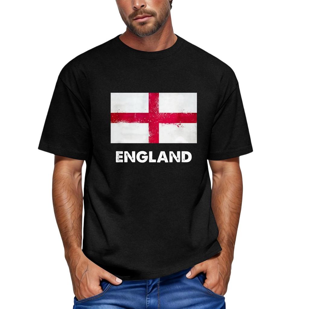 Men's Casual Short Sleeve T Shirt Crew Neck Printed Graphic Tee Top England Flag Design Fashionable Fit