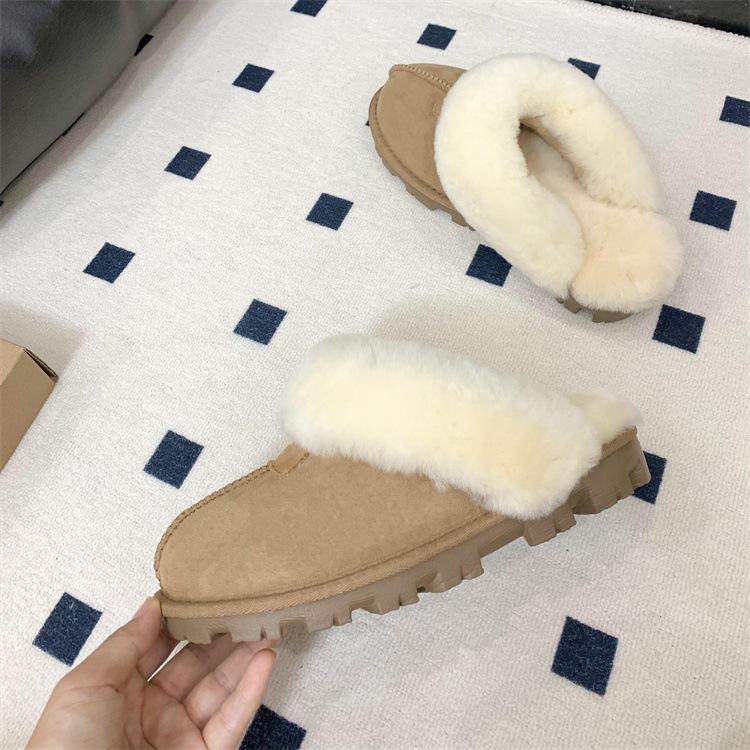 Sangpo slippers women's fluffy winter new sheepskin fur integrated bag head drag warm fluffy slippers outer wear women ins