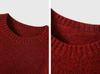 Women's Red Kangsai Ni Cashmere Round Neck Pullover Sweater - Thick, Loose Knit for New Year and Christmas