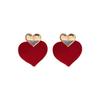 Red Heart Flocked Retro Earrings: Fashionable High-End Accessories for a New Year Atmosphere