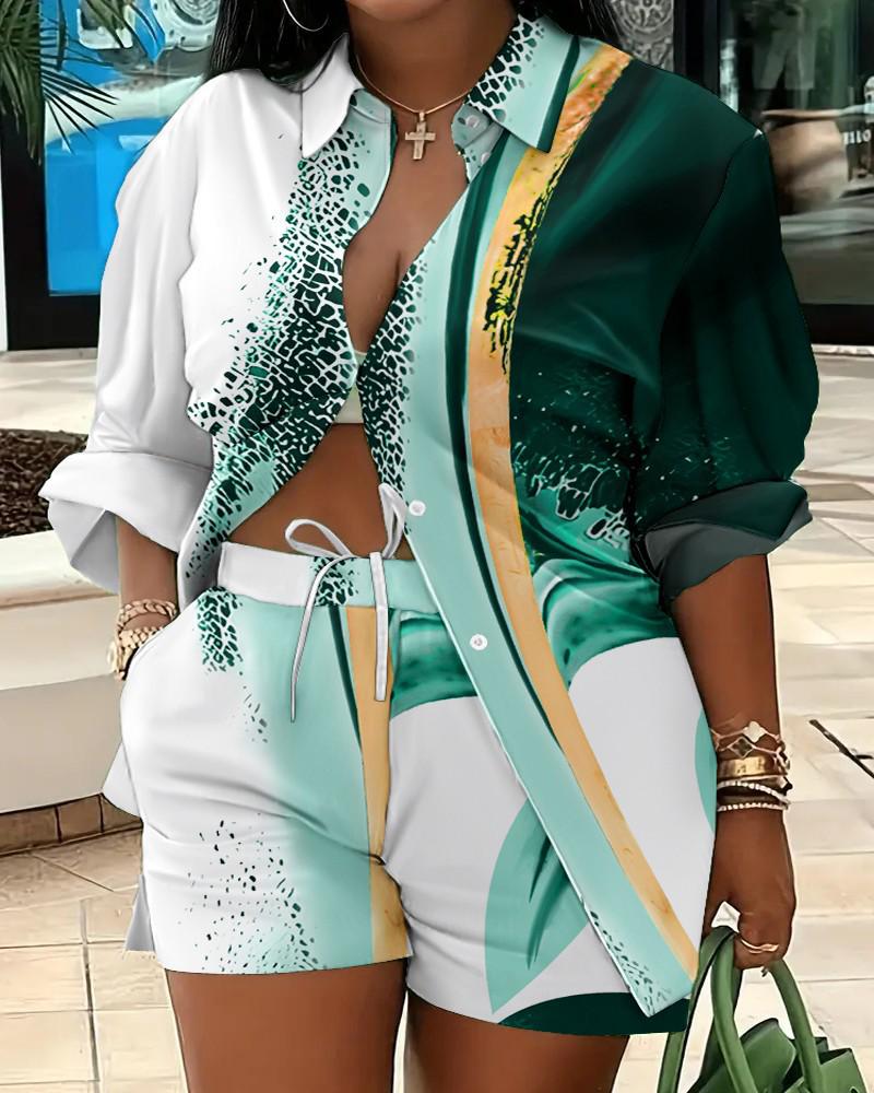 Women's Fashion Print Two-Piece Set: Elegant European & American Style