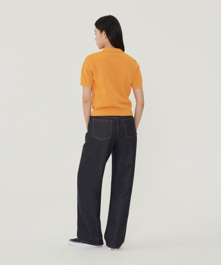 COVERNAT WOMAN Collared Half Knit Orange