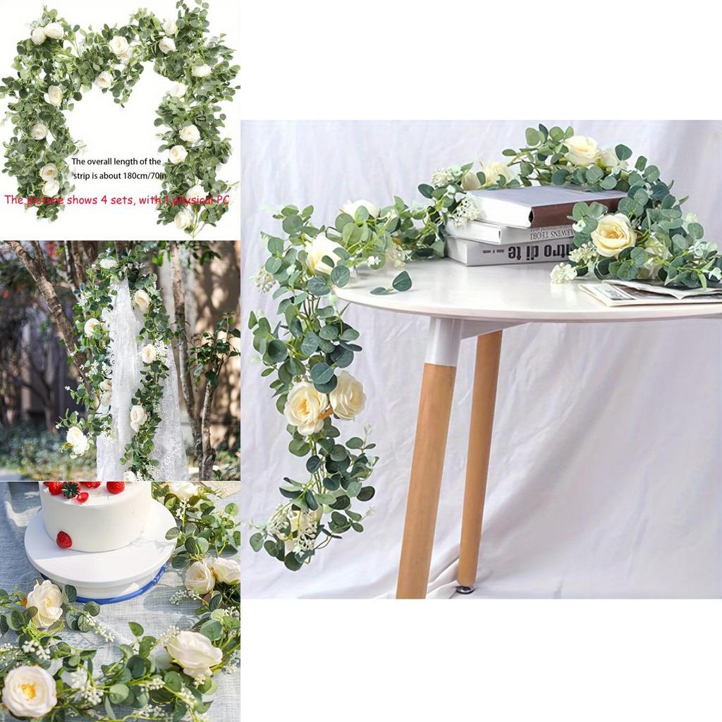 Artificial Rose And Vine Wall Hanging Wedding Decor With Plastic Material For Event Decoration