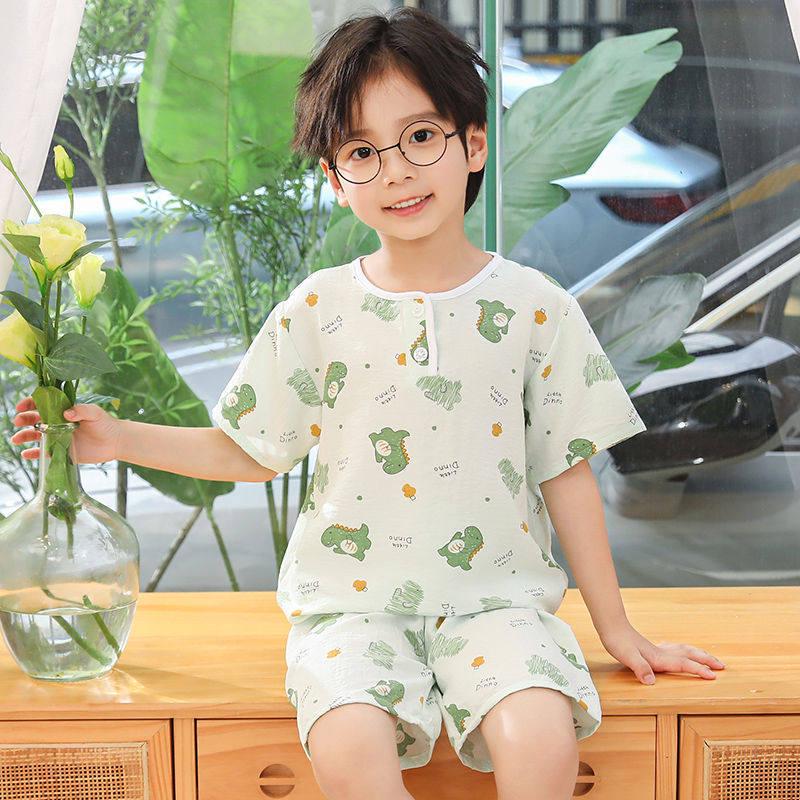 Children's Cloud Pattern Summer Pajama Set, Short Sleeve & Pants for Boys and Girls, Baby Loungewear, Air Conditioning Sleepwear