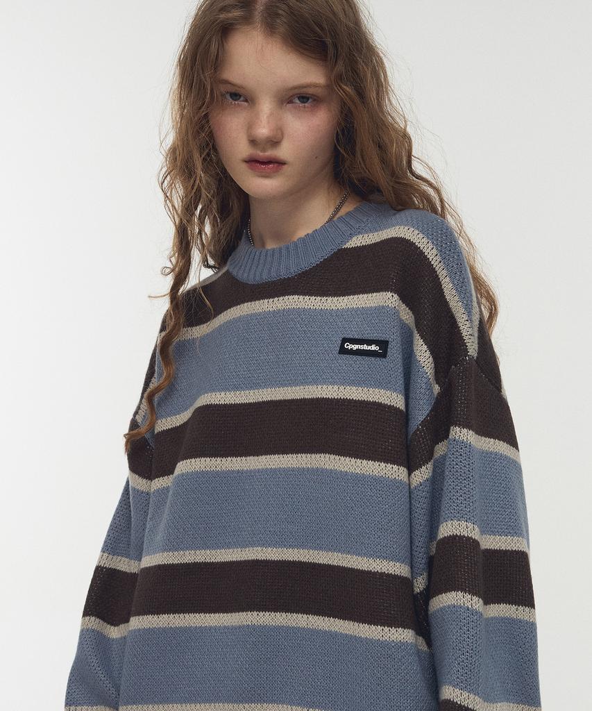 CPGN STUDIO Striped Wappen Knit Lavender Chocolate