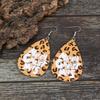 European & American Creative Christmas Tree PU Earrings with Double-Sided Leopard Print