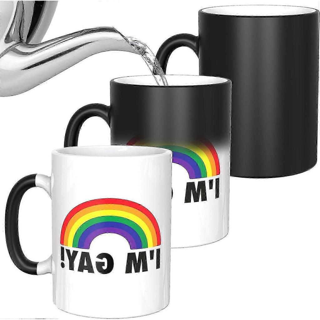 Color-Changing Rainbow Pride Mug - Reveals Surprise Message When Hot, Fun Novelty Gift for LGBTQ+ Friends, 11oz Ceramic Cup, Dishwasher Safe