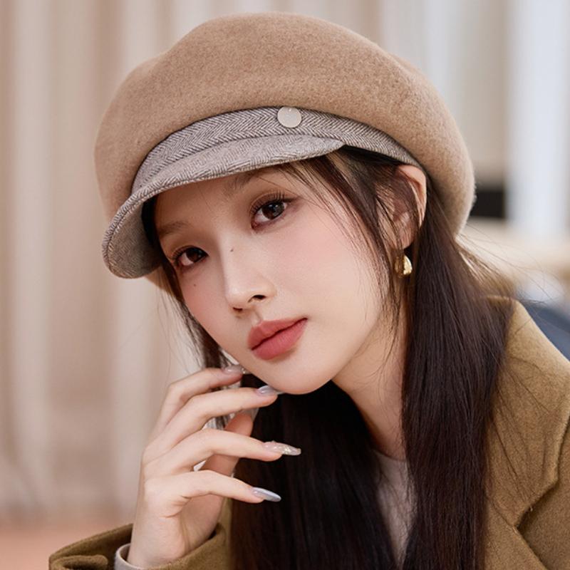 Woolen Warm Beret Women's Autumn and Winter Literary and Retro Thickened Painter Hat