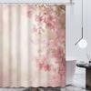 1pc Shower Curtain - Elegant Pink Floral Design with Soft Gradient Background for a Serene Bathroom Experience Waterproof