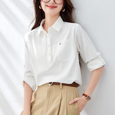 Chemise Blanche Femme Manches Longues Vêtements Printemps et Automne Nouveaux Hauts Simples et Exquis Tempérament de Navetteuse Chemise Femme