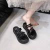 Fashion Soft Sole Platform Sandals New Summer Round Toe Open Cross Strap Comfortable Platform Anti-Slide Heel Slippers