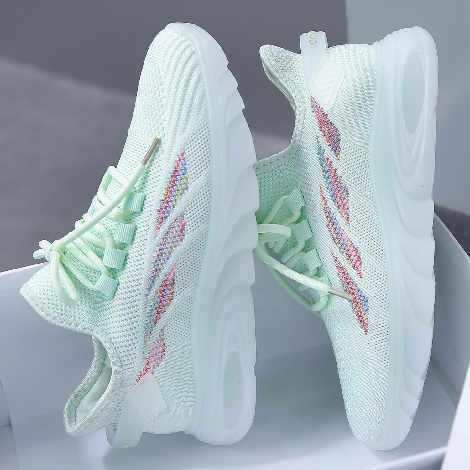 

Женские летние кроссовки 2023 года из дышащей сетки для повседневного бега - комфортные белые кроссовки в корейском стиле 36 зелёный