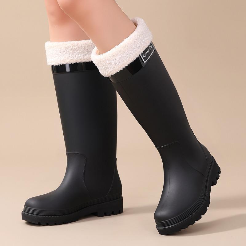 Pink Extra High Women's Rain Boots Urban Commuter Sweet Sa Rain Shoes Rubber Shoes Water Shoes Non-slip Long Tube Women's High Water Boots