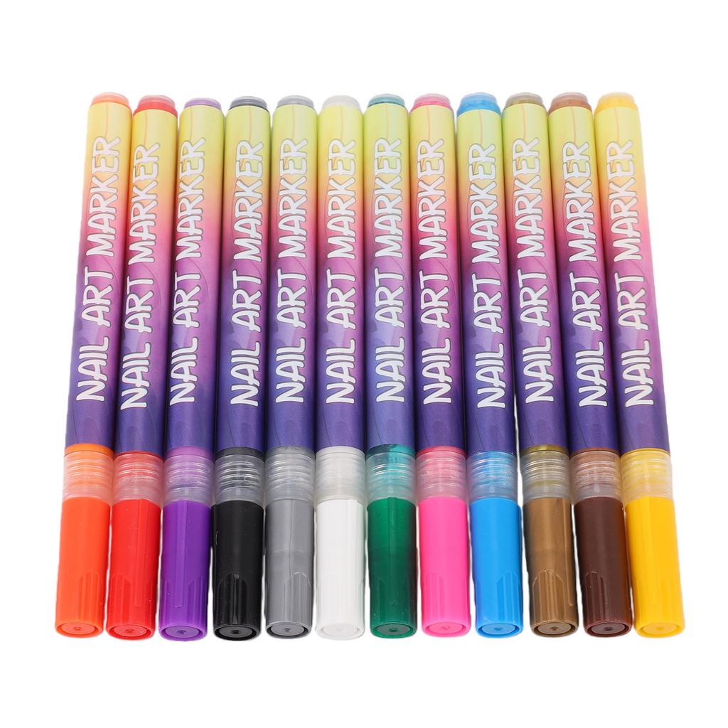 12 Colors Nail Art Pens Quick Drying Acrylic Nail Polish Pens for   Home Salon Manicure Tools